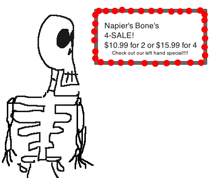 Q: How many bones does it take to screw in a light bulb? A: 270! 269 to screw it in, one to break. HA! The bones, the bones!
